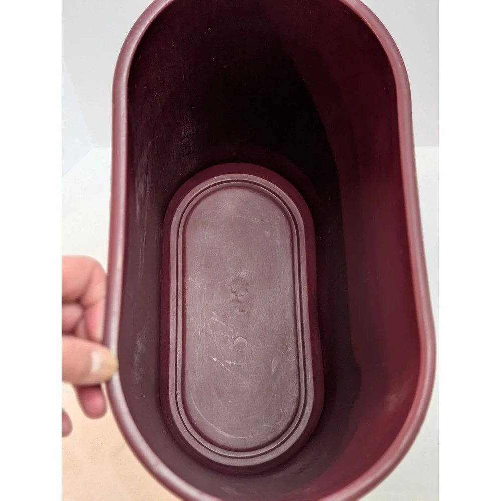 Vintage Rubbermaid Wastebasket Maroon Ribbed Plastic Trash Can 2954